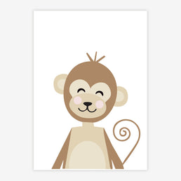 Quadro Infantil Macaco Moderno Marrom