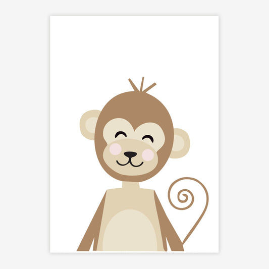 Quadro Infantil Macaco Moderno Marrom