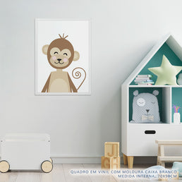Quadro Infantil Macaco Moderno Marrom