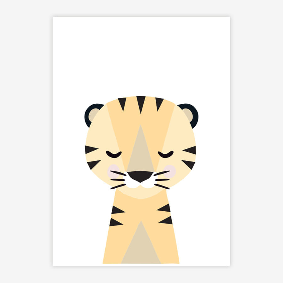 Quadro Infantil Tigre Moderno Amarelo