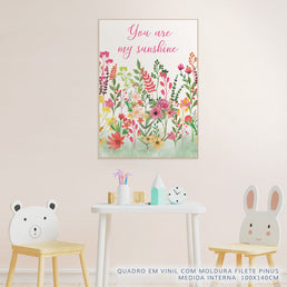 Quadro Infantil Tropical You Are My Sunshine Verde Vertical