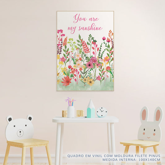 Quadro Infantil Tropical You Are My Sunshine Verde Vertical