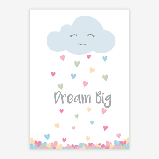 Quadro Infantil Nuvem Dream Big Color Rosa