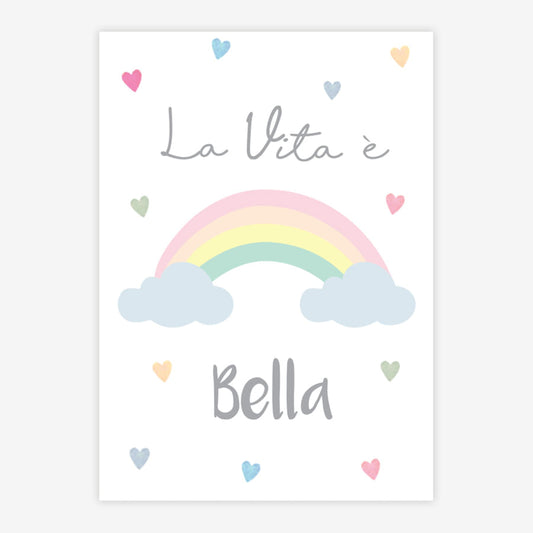 Quadro Infantil La Vita È Bella Color Rosa
