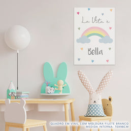 Quadro Infantil La Vita È Bella Color Rosa
