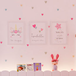 Quadro Infantil Estrela Sonhe Alto Minha Pequena Rosa
