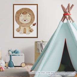 Quadro Infantil Selva Leão Color