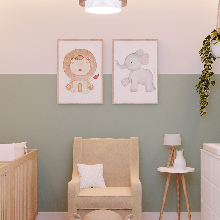 Quadro Infantil Selva Elefante Color