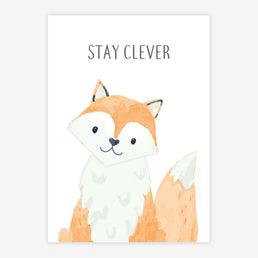 Quadro Infantil Raposa Aquarela Bege