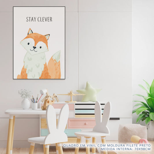 Quadro Infantil Raposa Aquarela Bege