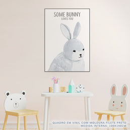 Quadro Infantil Coelho Cinza