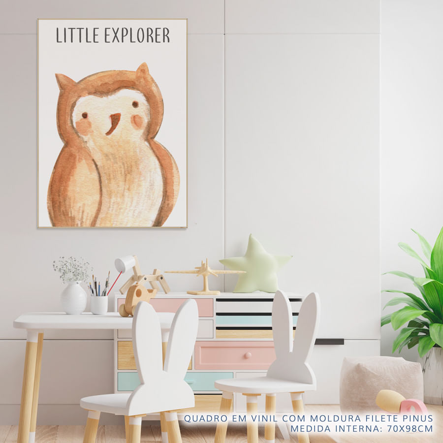 Quadro Infantil Coruja Laranja