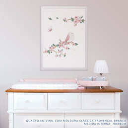 Quadro Infantil Jardim Galho a Esquerda Rosa