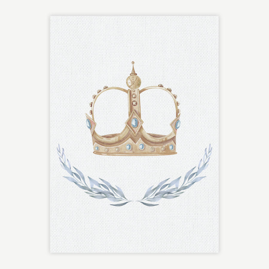 Quadro Infantil Coroa Aquarela Azul