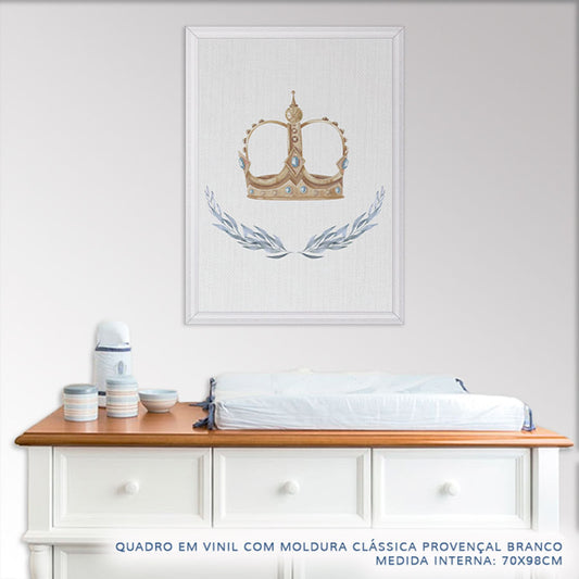 Quadro Infantil Coroa Aquarela Azul