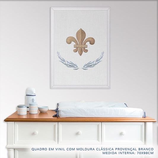 Quadro Infantil Flor de Lis Aquarela Azul