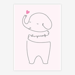Quadro Infantil Elefante Love Yourself Rosa