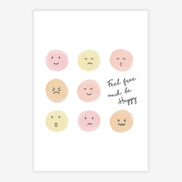 Quadro Infantil Feel Free and Be Happy Rosa