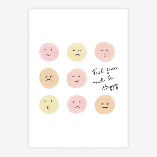 Quadro Infantil Feel Free and Be Happy Rosa