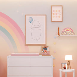 Quadro Infantil Feel Free and Be Happy Rosa