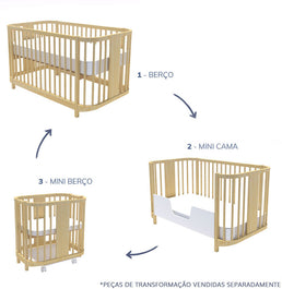 Berço Raika 3 em 1 - Madeira Clara