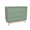 Cômoda de Bebê Raika 3 Gavetas Verde Jardim com Pé Madeira Clara