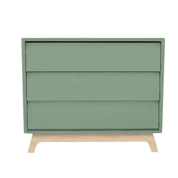 Cômoda de Bebê Raika 3 Gavetas Verde Jardim com Pé Madeira Clara