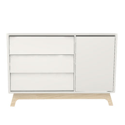 Cômoda de Bebê Raika com Porta Branca e Pé Madeira Clara