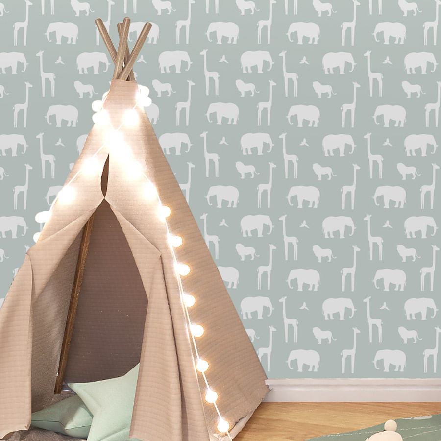 Papel de Parede Infantil Silhueta Safari