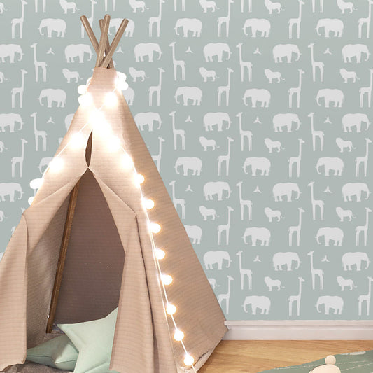 Papel de Parede Infantil Silhueta Safari