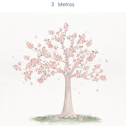 Papel de Parede Infantil Árvore de Cerejeira Bege - Mural