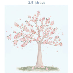 Papel de Parede Infantil Árvore de Cerejeira Azul - Mural