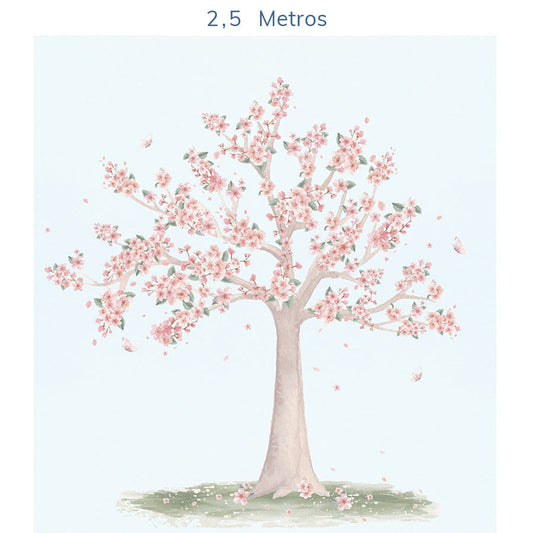 Papel de Parede Infantil Árvore de Cerejeira Azul - Mural