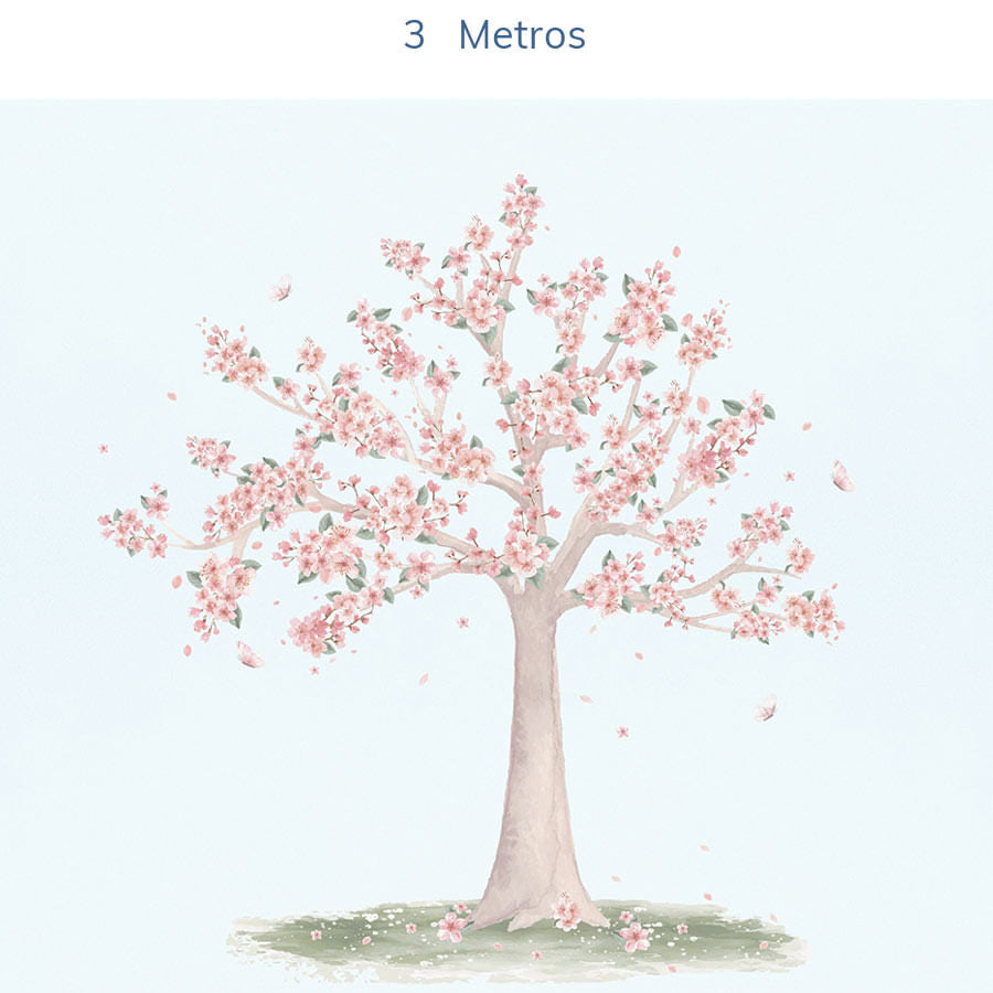 Papel de Parede Infantil Árvore de Cerejeira Azul - Mural
