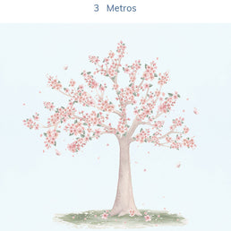 Papel de Parede Infantil Árvore de Cerejeira Azul - Mural