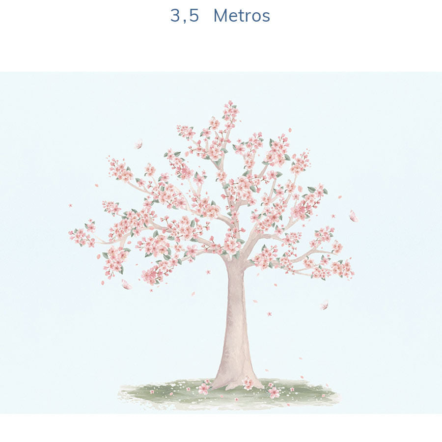 Papel de Parede Infantil Árvore de Cerejeira Azul - Mural