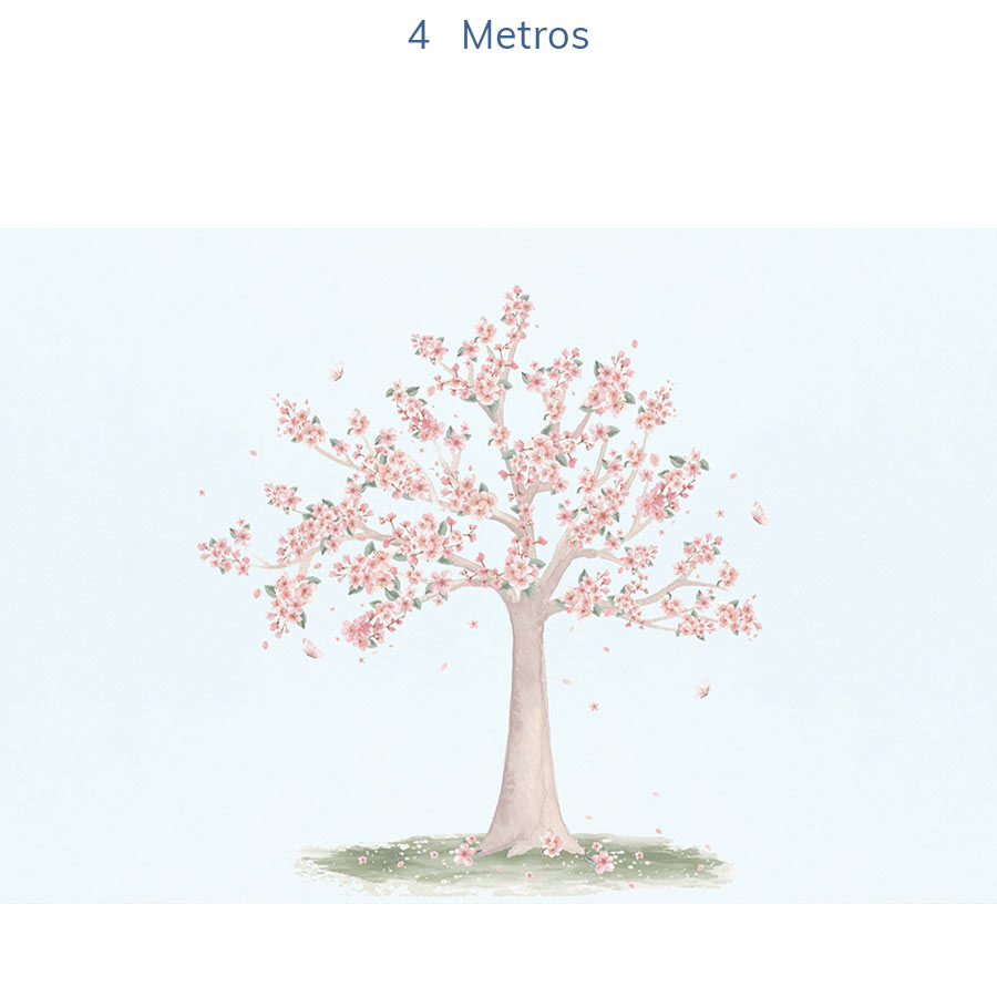 Papel de Parede Infantil Árvore de Cerejeira Azul - Mural