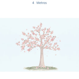 Papel de Parede Infantil Árvore de Cerejeira Azul - Mural