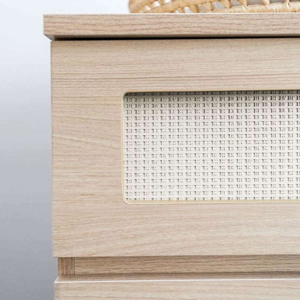 Cômoda de Bebê Haus Nature com Palha e 4 Gavetas Carvalho 110cm