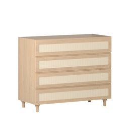 Cômoda de Bebê Haus Nature com Palha e 4 Gavetas Carvalho 110cm