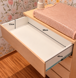 Cômoda de Bebê Haus Nature 4 Gavetas Carvalho 110cm