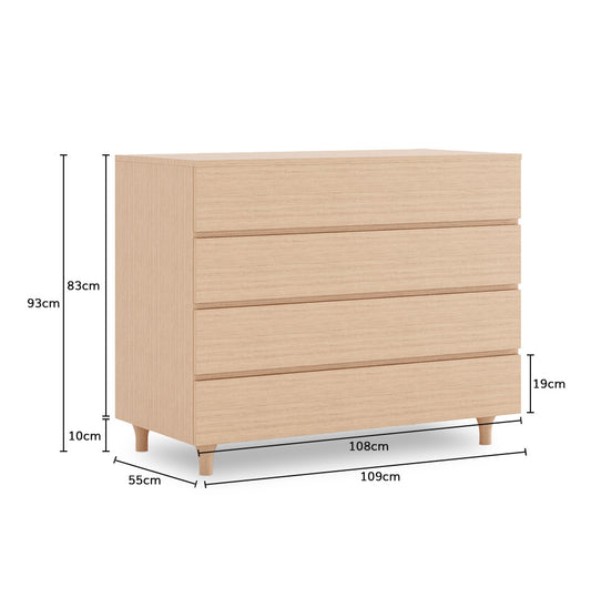 Cômoda de Bebê Haus Nature 4 Gavetas Carvalho 110cm