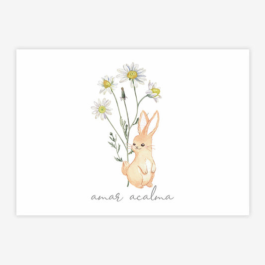 Quadro Infantil Coelho Amar Acalma Coral