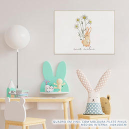 Quadro Infantil Coelho Amar Acalma Coral