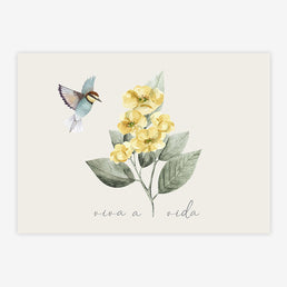 Quadro Infantil Flores Viva a Vida Bege