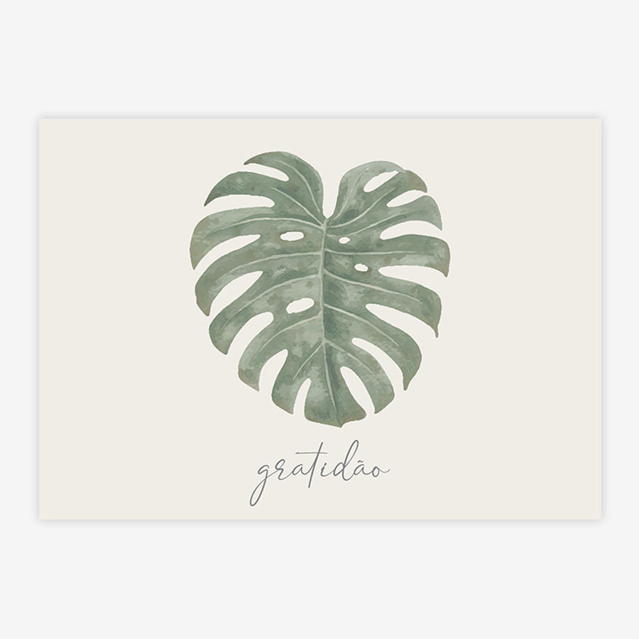 Quadro Infantil Folha Gratidão Bege