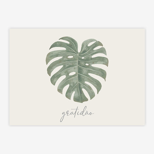 Quadro Infantil Folha Gratidão Bege