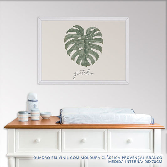 Quadro Infantil Folha Gratidão Bege