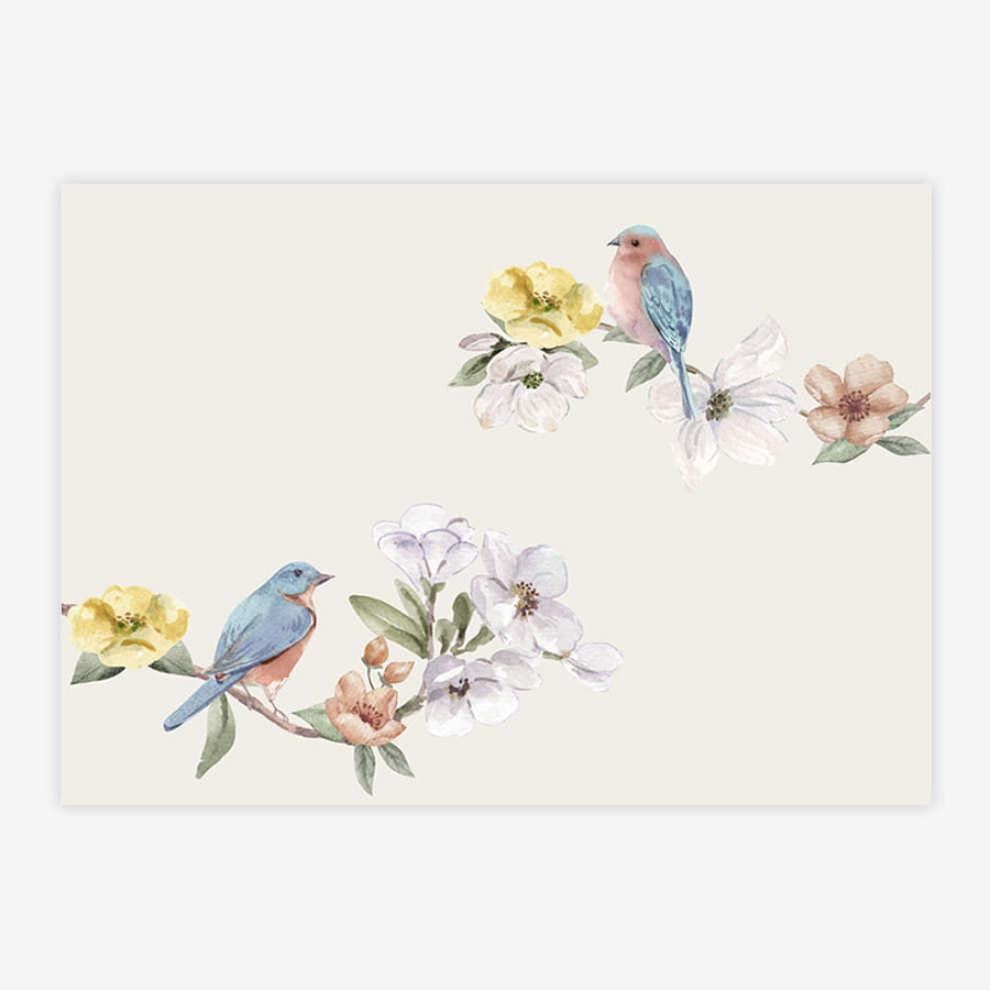 Quadro Infantil Pássaros Bege