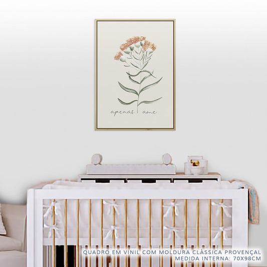 Quadro Infantil Flores Apenas Ame Bege